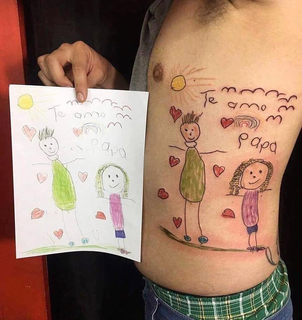 Тату по рисунку ребенка
