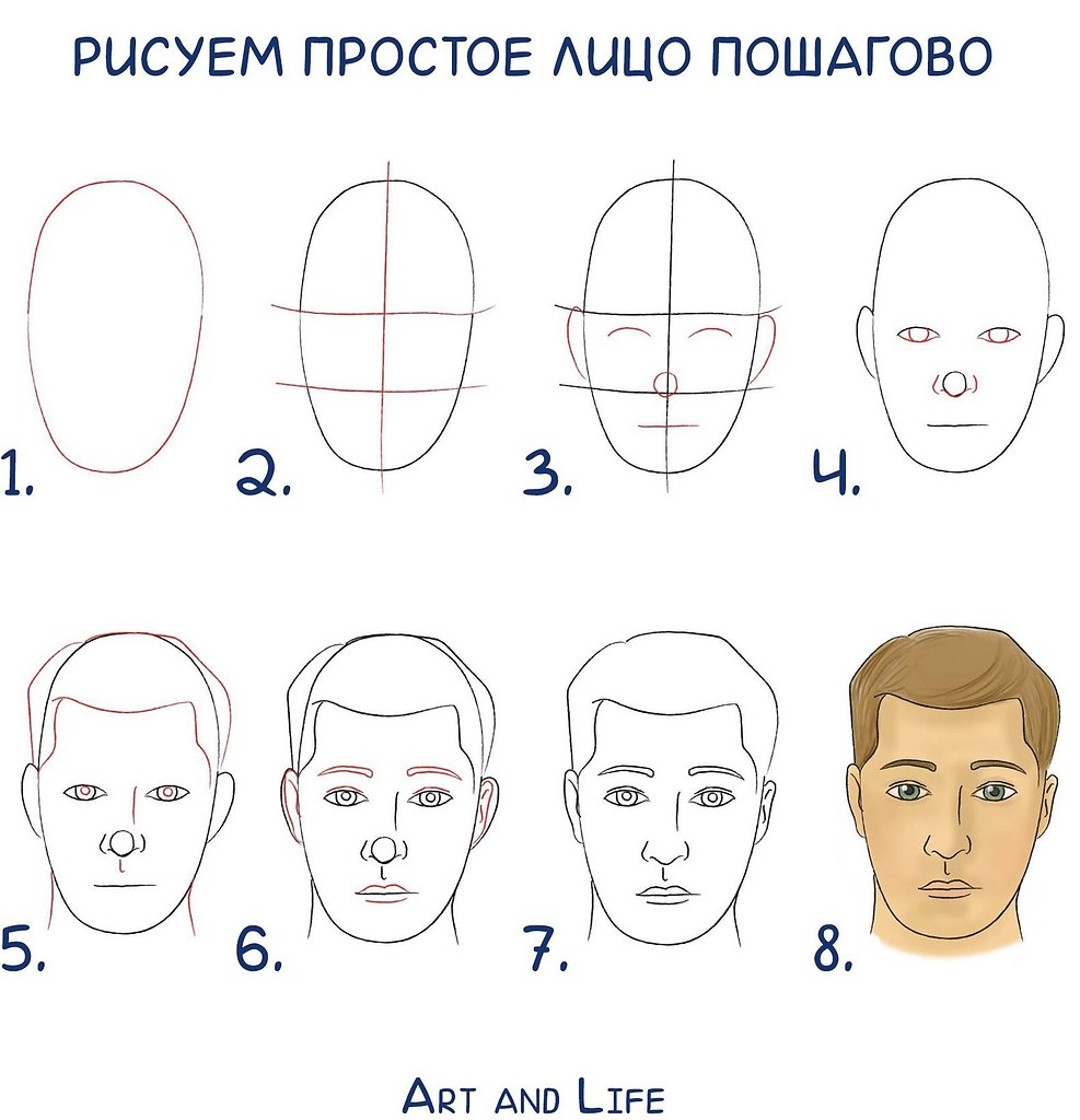 Как рисовать овал лица карандашом