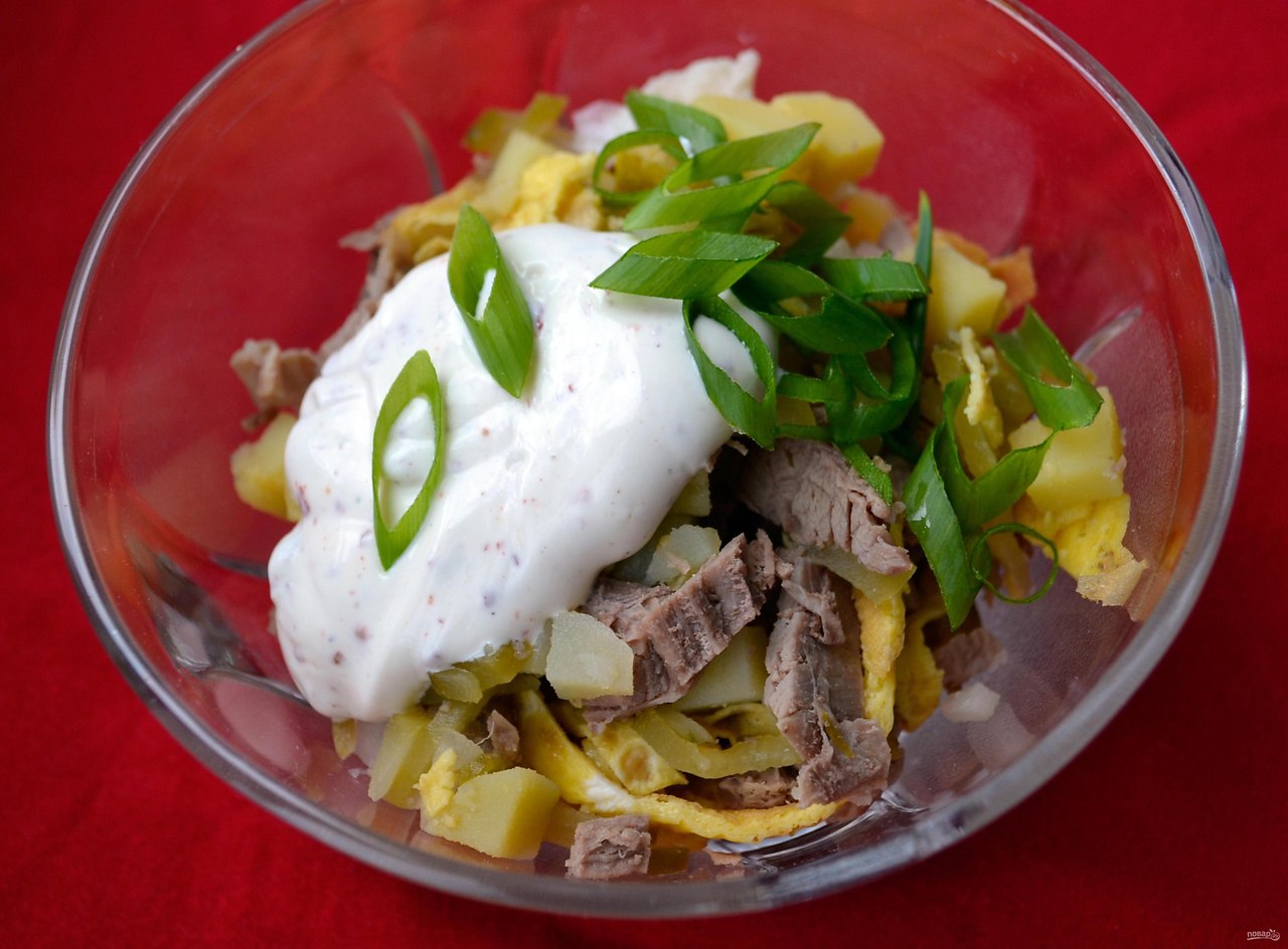 Салат с говядиной и картофелем