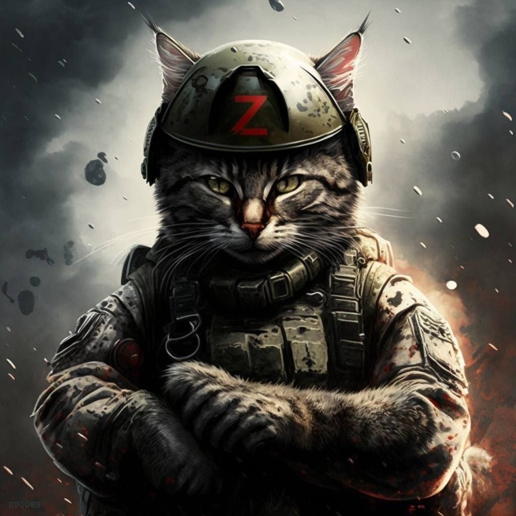 Арт котик в военной форме