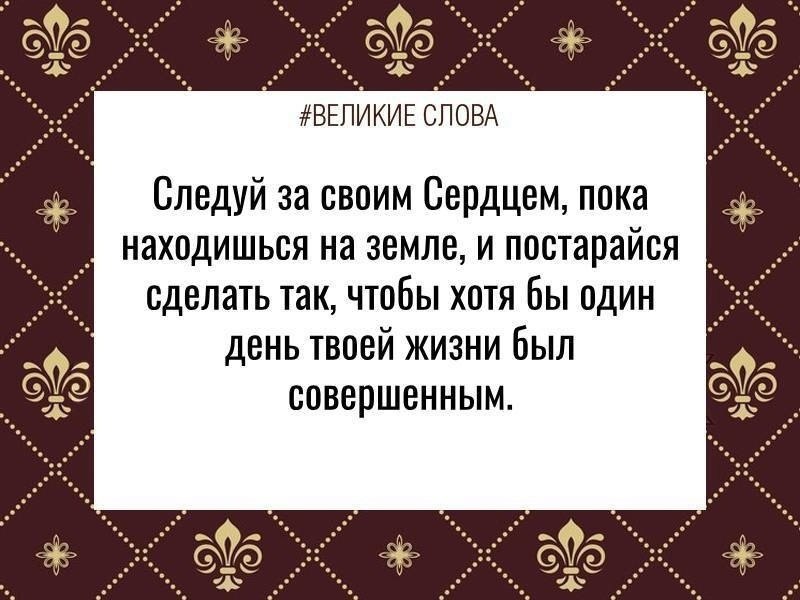 Следуй за своим сердцем пока находишься