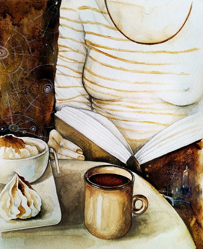 Доброе утро девушка с кофе рисунок