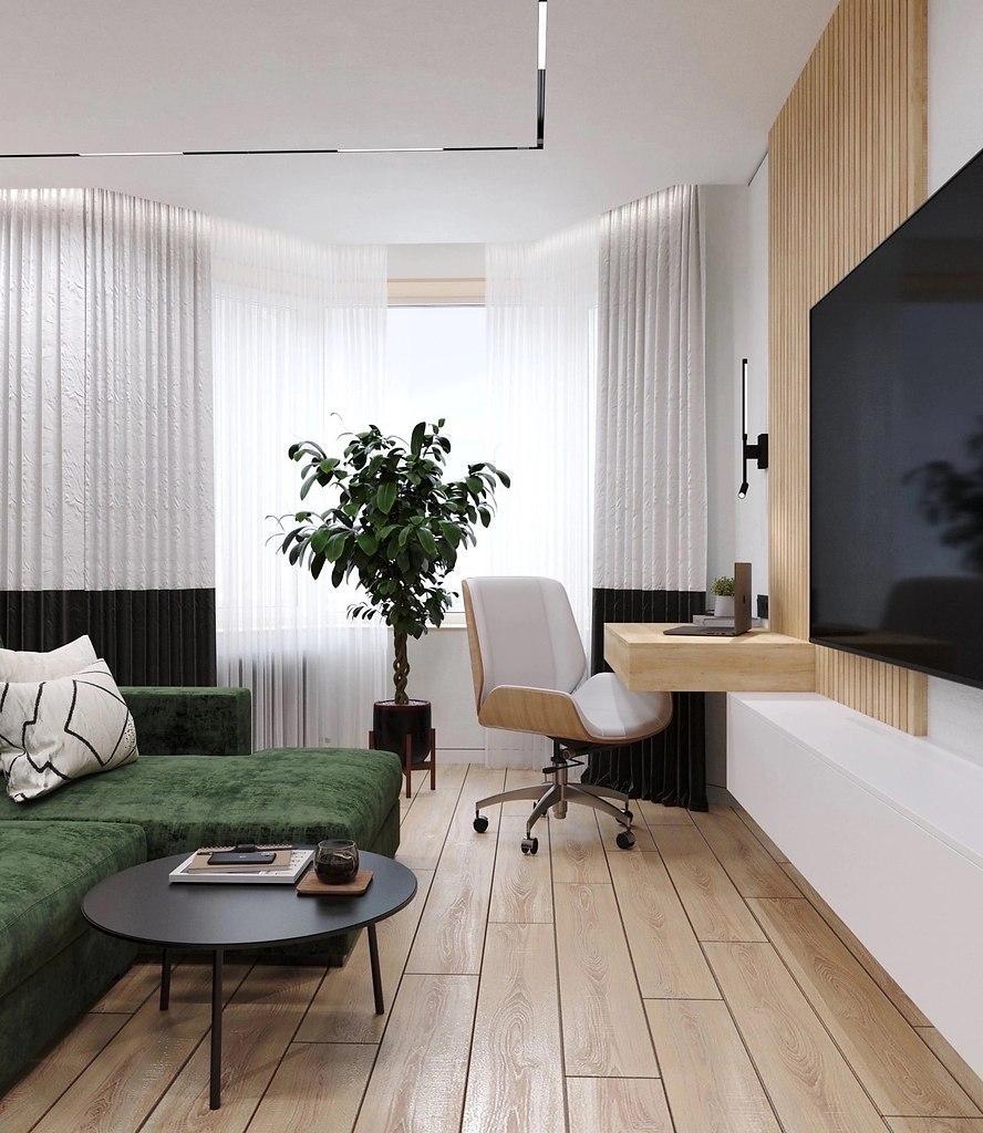 Дизайн однокомнатной квартиры 40 кв м фото в современном стиле для семьи