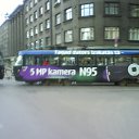 tramvaj s reklamoj mobilnika Riga      