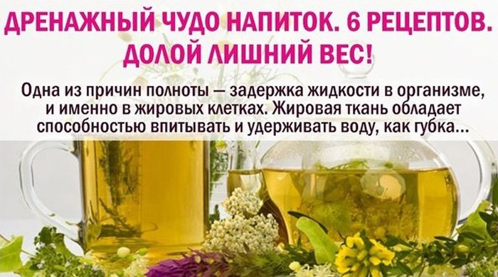 Дренаж организма. Задержка воды в жировой ткани часто приводит к целлюлиту, лишнему весу и отекам. ...