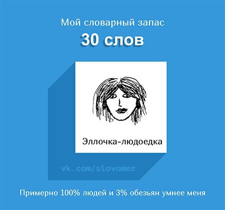 Словарный запас эллочки людоедки состоял из романа двенадцать стульев