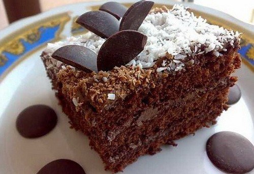 Очень вкусный шоколадный торт. Ингредиенты для бисквита: 2 яйца 105 г сахара щепотка соли 35 г ...