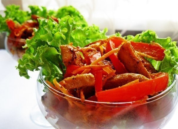 Салат из курицы по-китайски.100 гр такого салатика содержат: 105 ккалбелки – 14,3 гржиры – 4,2 ...