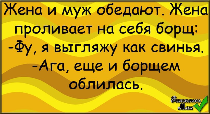 Анекдоты 24. Еще и борщом облилась.