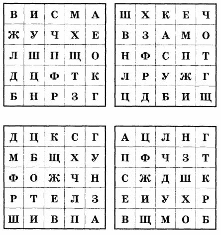 Таблица шульте буквы для младших школьников