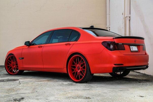 Matte-Red Trio Wrapped by TaTe Design. Dodge Charger, BMW 7 Series and a T-Rex 3Wheeler. - 3