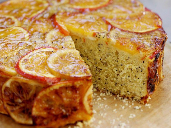 Маковый торт с апельсинами.Ингредиенты Для карамели: 200 г сахара 50 г сливочного масла 3 ...