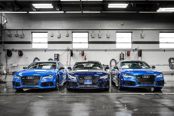 Audi RS7 Triplets: Nagoro Blue, Estoril Blue and Sepang Blue.