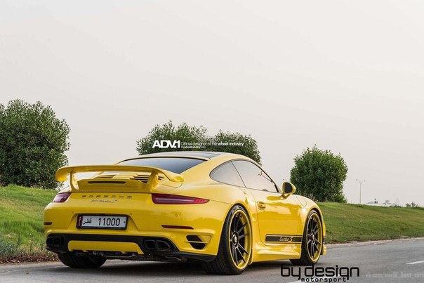 Yellow Porsche 911 Turbo S (991) by ByDesign Motorsport. - 8