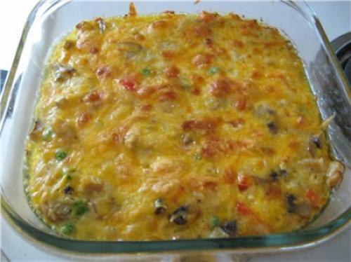 Папе на ужин=).Рисовая запеканка с куриной грудкой, грибами и овощамИнгредиенты: рис - 300г сладкий ...