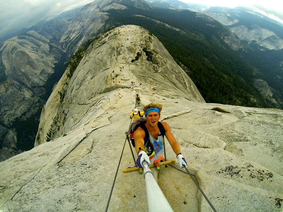 Will Kabrich at the steel cables on Half Dome. ! <a href=