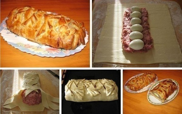 Мясной рулет в тесте по-домашнему