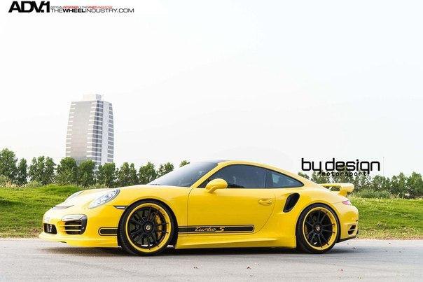 Yellow Porsche 911 Turbo S (991) by ByDesign Motorsport. - 4