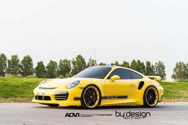 Yellow Porsche 911 Turbo S (991) by ByDesign Motorsport.