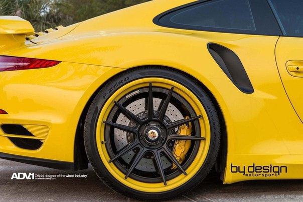 Yellow Porsche 911 Turbo S (991) by ByDesign Motorsport. - 6