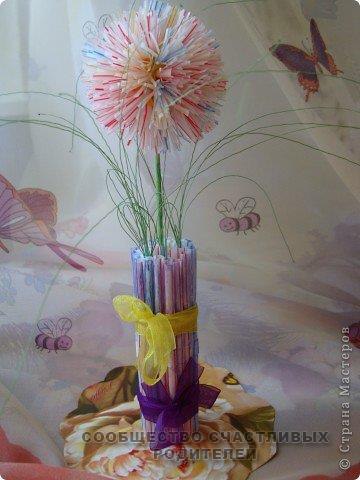Занавеска в цветочек :: Поделки из соломинок для коктейля
