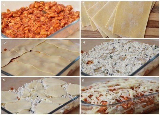 Лазанья с куриной грудкой и творогом.На 8 порций понадобится:Макаронные изделия Lasagne - ... - 6