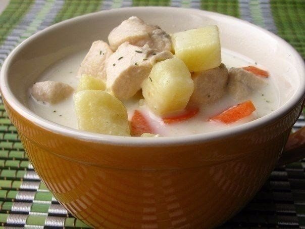Сырный суп с курицей.40ккал на 100гИнгредиенты:400 гр куриного филе2 картофелины1 крупная морковь180 ...
