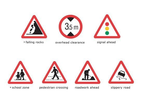 Major international traffic signs: right bend -    double bend -  ... - 3