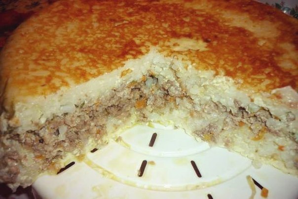 Рисовая запеканка с мясом.Ингредиенты:-1,5-2 стакана круглозернового риса-350 гр.мясного фарша-1 ...