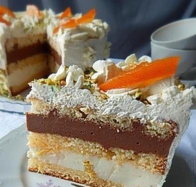 Бисквитный торт с апельсинами. Яйцо куриное — 3 шт Сахар (90г - корж, 100 - крем, 200г - для ...