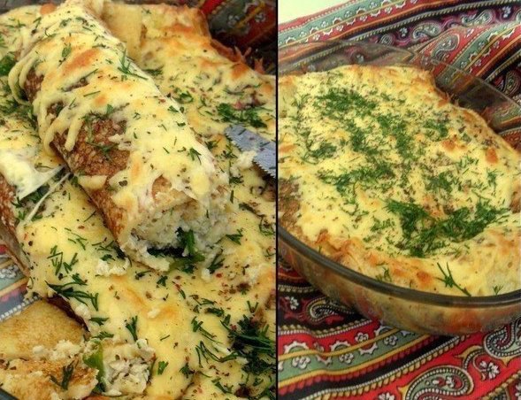 Фаршированные блины. (запеченные под сыром) Ингредиенты: для начинки - ? 3 яица, ? 150г вареного ...