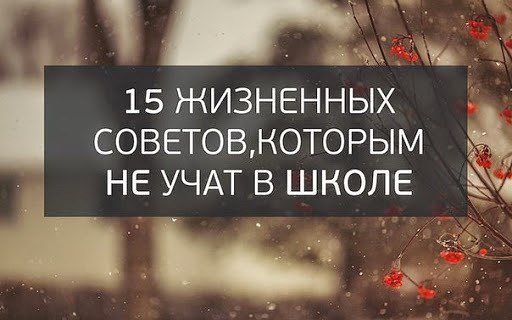 15 жизненных советов, которым не учат в школе! 1. Не стойте в стороне, когда дело касается вашей ...