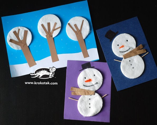 Новогодняя открытка из ватных палочек (53 фото) » рисунки для срисовки на prachka-mira.ru