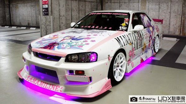 nissan skyline r34 pink