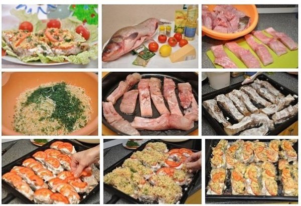 Очень вкусная рыбка с сыром и помидорами.Ингредиенты: рыба толстолоб (2-3 кг) – 1 шт., помидоры – 4 ...