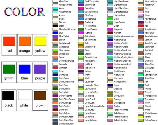     "" Amber -  Aqua -   Aquamarine - ... - 5
