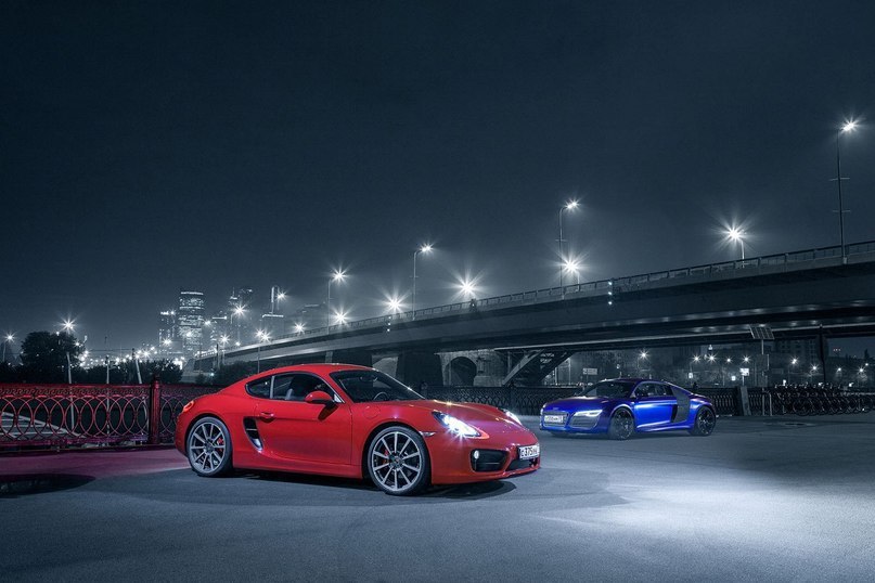 Audi R8 & Porsche Cayman S.