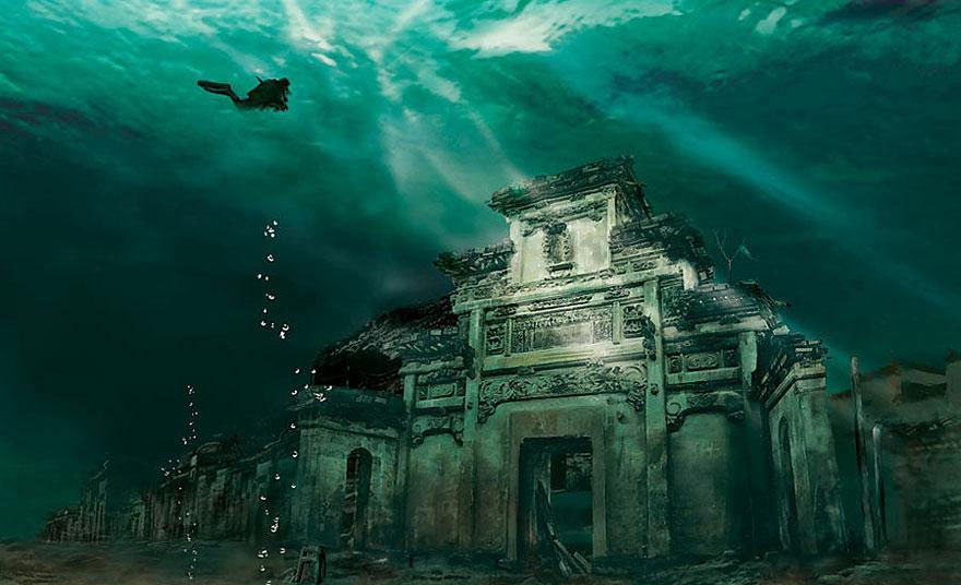 Страны ушедшие под воду. Подводный город Шичен в Китае. Подводный город ши Чен, Китай. Шичен Китай город под водой. Шичен затопленный город.