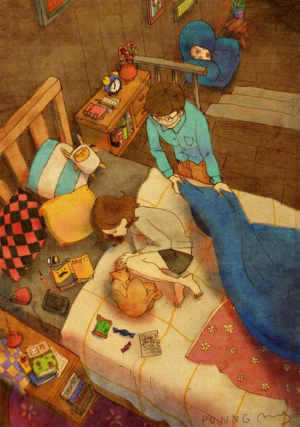 Художник «Puuung» рисует очень милые и теплые иллюстрации, в которых воплощает простые, но очень ... - 2
