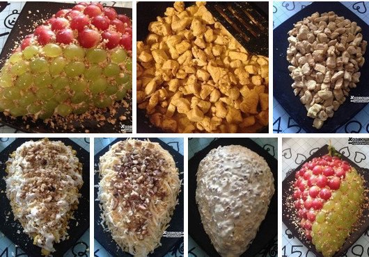 Самый любимый и вкусный салат "Тиффани" Продукты на 8-10 порций: Куриное филе-2 шт. Яйца-3 ...
