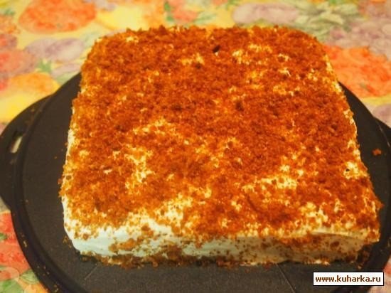 Торт медовый (без раскатки).Для теста:125 г сливочного масла,1 ст.сахарного песка,3 ст.ложки ...
