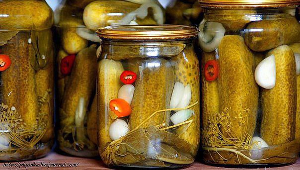 Соленые огурчики на зиму. Продукты: На банку объемом 1 л: Огурцы - сколько уйдет,Зонтик укропа - 1 ...