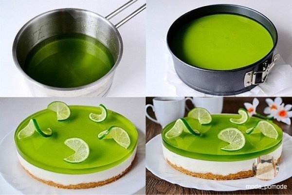 Желейный торт без выпечки с лаймовым вкусом.Ингредиенты:печенье (подобное «Юбилейному») — 200 ... - 4