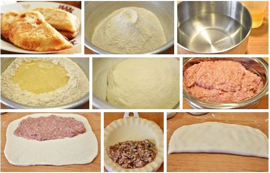 Чебуреки с мясом. Очень удачное хрустящее тесто! Ингредиенты на тесто: Мука — 8 стакана Вода — 3 ...