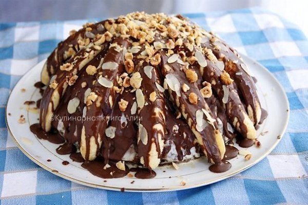 Торт Панчо.Легко и безумно вкусно!Коржи:(светлый)1 ст. кефира1 яйцо1 ст. сахара1 ст. муки1 ч.л. ... - 10