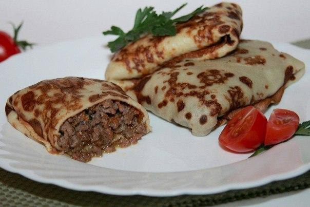 Блины на пиве. С мясом.Время приготовления - 35 минутИнгредиенты:Пиво — 1 стаканМолоко — 1 ...