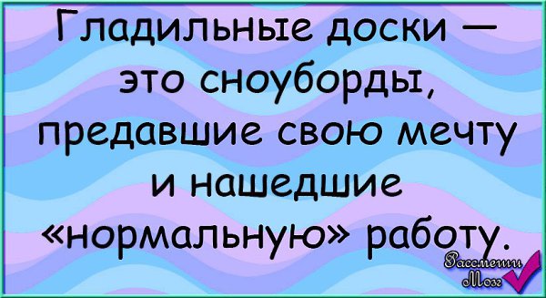 Анекдоты 24. Гладильные доски это сноуборды предавшие. Гладильные доски это сноуборды предавшие свою мечту.