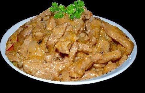 Куриный бефстроганов.Ингредиенты:· Грудка куриная (филе) — 500 г· Лук репчатый — 2 шт· Мука — 1 ст. ...