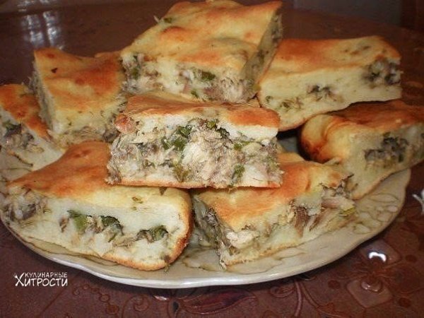 РЫБНЫЙ ПИРОГ НА СКОРУЮ РУКУ.Ингредиенты:Для теста: кефир - 1 стакан, 2-яйца, мука- 1.5- 2 стакана, ...