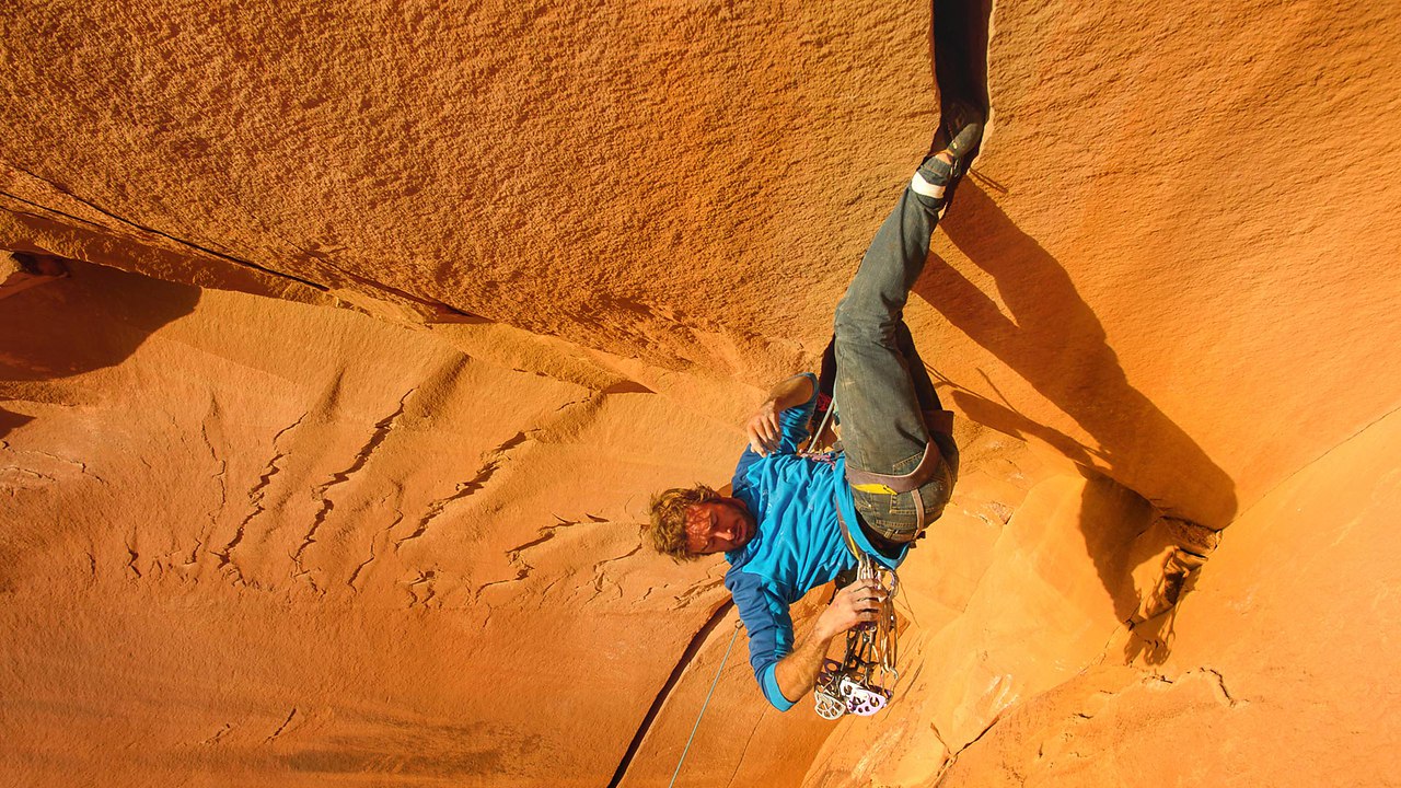 Patrick Kingsbury jumps into his offwidth project feet first. Indian Creek, Utah. FREDRIK MARMSATER